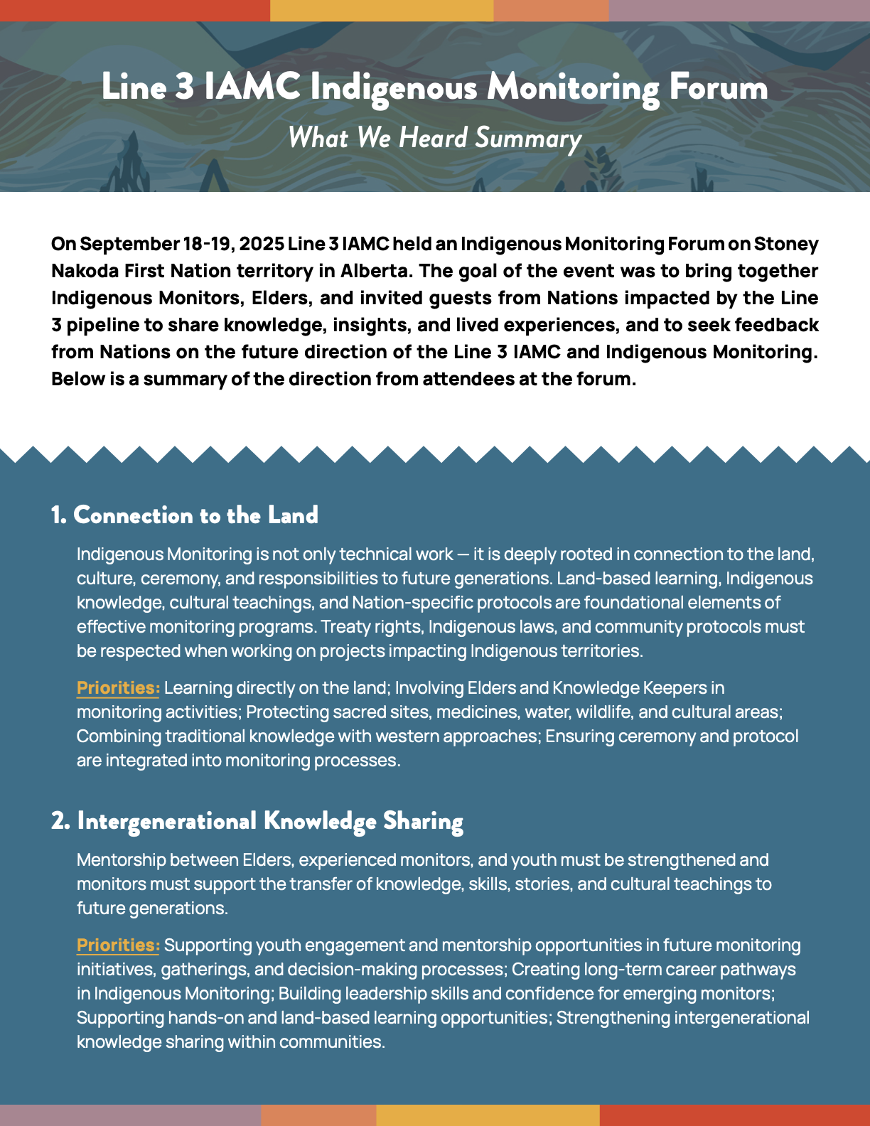 Line 3 IAMC Indigenous Monitoring Forum What We Heard Summary